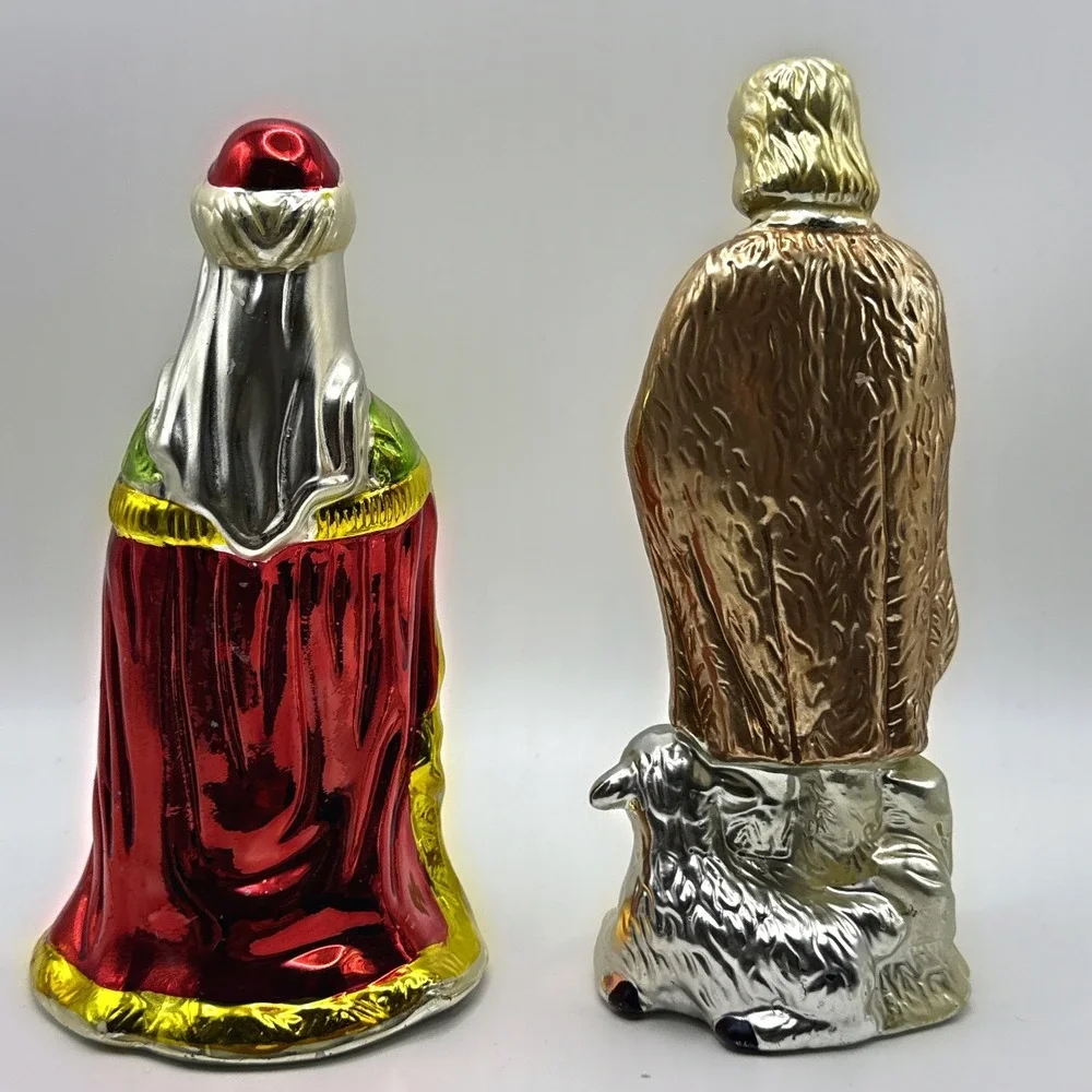 (4) Vintage Porcelain Lustre Creche Scene‎ Christmas Nativity Polychrome Figures